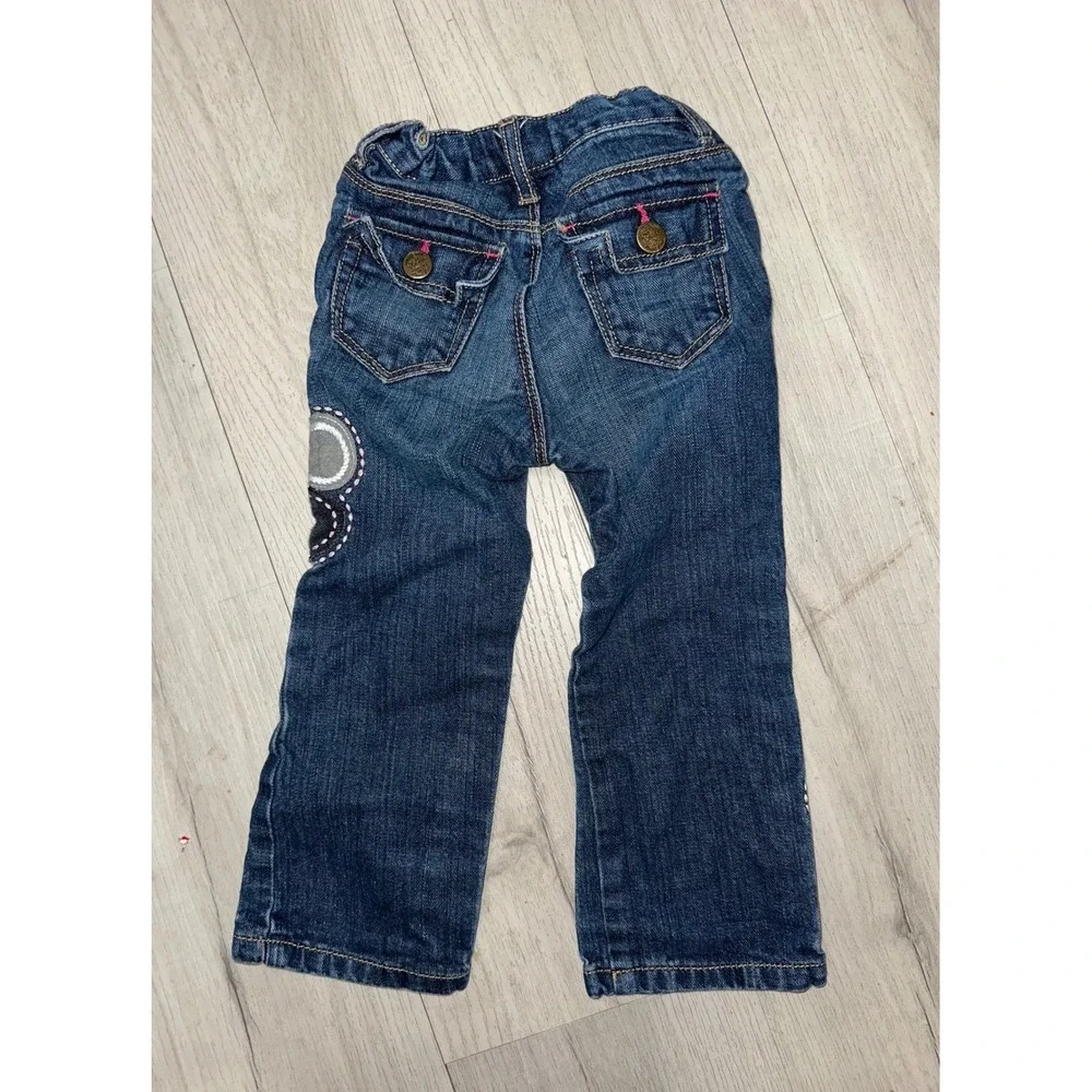 Baby GAP Toddler Girl Jeans 3 Years‎ Blue Denim Floral Applique Accents